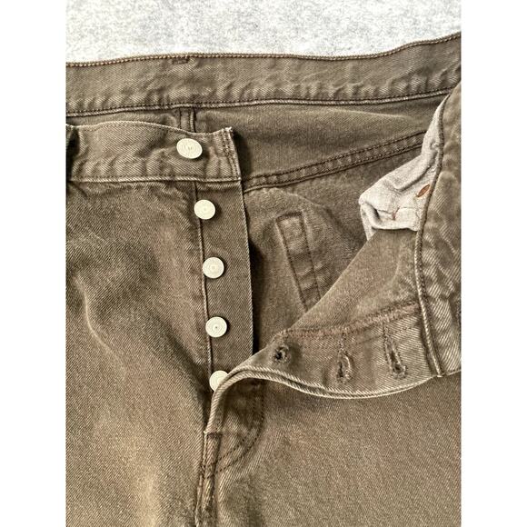 Levi 501 Jeans Brown Mens 36x30 Button Fly Wide Leg Boot Cut Denim Western - Picture 3 of 9